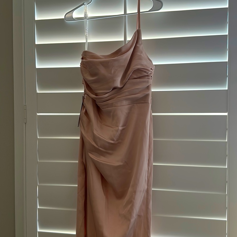 Elegant bridesmaid dress.. stretch sateen one shoulder fitted dress.